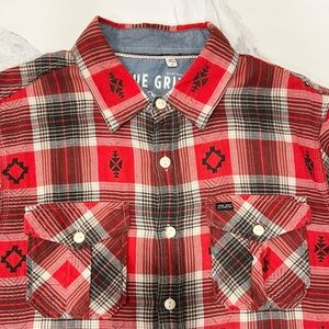 Vintage True Grit Shirt Mens Large Red Plaid Western  Cotton Front Pockets